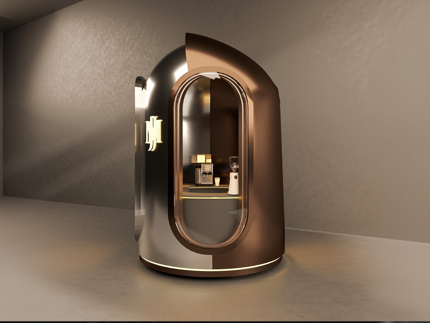 Compact MRJADE service counter with espresso extraction